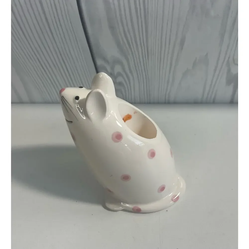 Adorable Vintage Mouse Candle Holders Polka dots MCM  Japan
